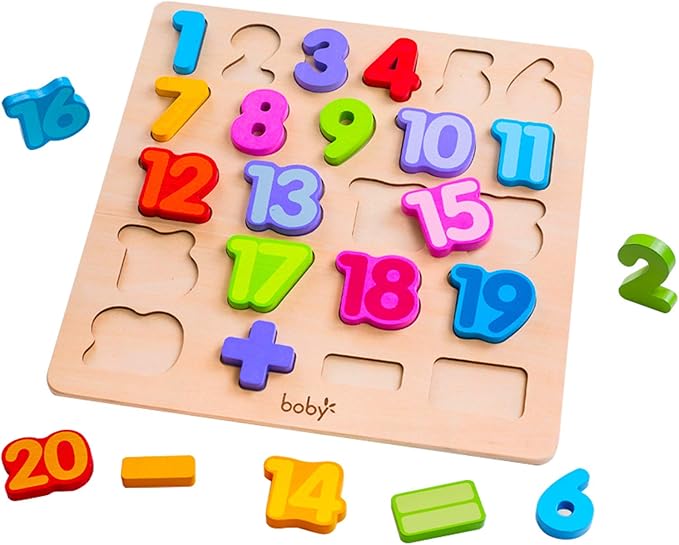 Wooden Number Puzzle Toys, ABC Letter & Number Puzzle for Toddlers 3 Year Old, Preschool Learning Toys for Kids, Educational Name Puzzles Gift for Boys and Girls