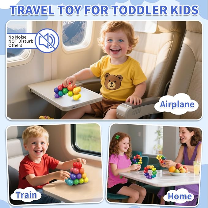 Autism Sensory Toys for Autistic Children, 6 Pack Fidget Toys for Kids Adults, Autistic ADHD Rainbow Ball Stress Toy, Stocking Stuffers Airplane Car Travel Essentials Calm Down Toddler Activities Toy