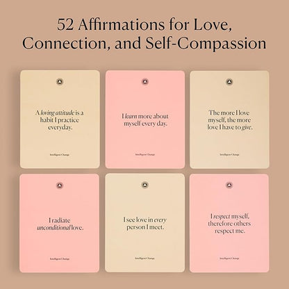 Intelligent Change 52 Mindful Affirmation Cards for Love and Relationships, Daily Words of Inspiration, Self Care Positive Affirmation Cards for Women with Stand, Gifts For Women, Mothers Day Gifts