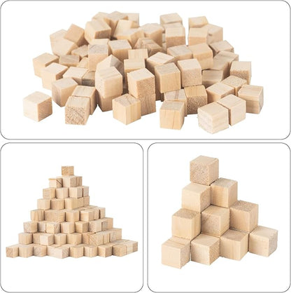200 Pack 1 Inches Unfinished Wood Cubes Blocks - Natural Wooden Square Blocks Great for Crafts Making