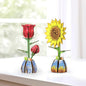 Jege 3D Flowers Wooden Puzzles for Adults,DIY Wooden 2 Flowers per Kit Building Model Set for Home Decor,Ideal Creative Craft Gift Build Kits Toys with 2 Perfume Bottles (Rose + Sun Flower)