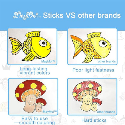 Tempera Paint Sticks, Washable Paint Sticks for Kids, Quick Drying & No Mess, Non-Toxic, Best Art Birthday Gifts for Kids (12 Colors)