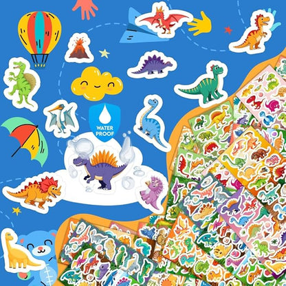 36 Sheets Dinosaur Stickers for Kids, 600+ Cute Dino Stickers for Scrapbooking, Teachers Rewards, Goodie Bag Stuffers, Birthday Prizes
