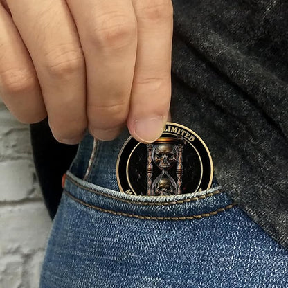 AtSKnSK Memento Mori Coin Momento Mori Coin Skull Coin Stoic Gifts Memento Mori Calendar Living Memento Mori Amor Fati Coin (Crack Time Warning)
