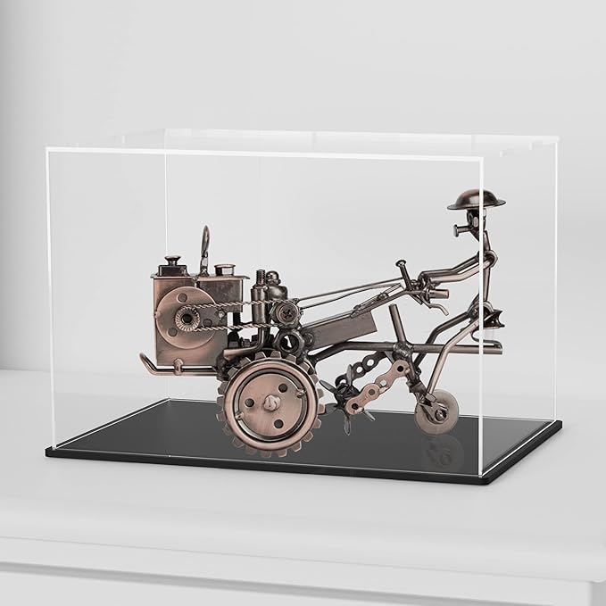 Acrylic Display Case for Figures, Clear Acrylic Box with Black Base for showcaseing Football, Miniature, Model Cars, Collectables 12 (L) × 8 (W) × 8 (H) inch