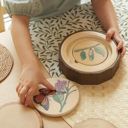 Kaplan Early Learning Lifecycle Puzzles - Set of 3 - Nature-Inspired Montessori Nesting Science Toys for Toddlers Ages 2+