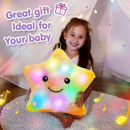 BSTAOFY 13‘’ LED Musical Twinkle Star Light up Lullaby Glow Stuffed Animal Toys Soothe Kids Emotions Birthday Valentines Christmas Festival Gift for Toddlers, Yellow