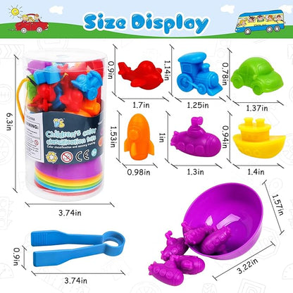 Counting Transport Matching Game with Rainbow Bowls,Color Sorting & Sensory Training Montessori Preschool Education Learning Fine Motor Skills Easter Gifts for 3 4 5 Years Old Boys Girls
