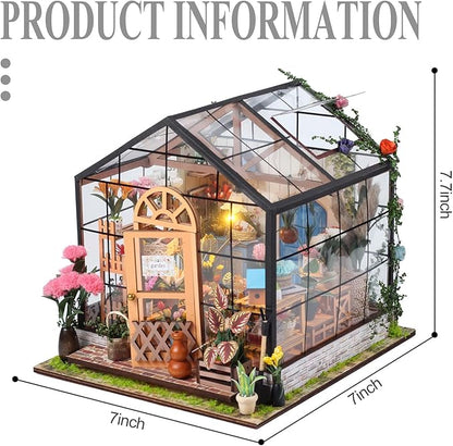 DIY Handmade Miniature Furniture, Wooden Diorama Book Nook House Kits Build Crafts for Adults, Miniature Street Tiny Library House Making Kit 1:24 Scale