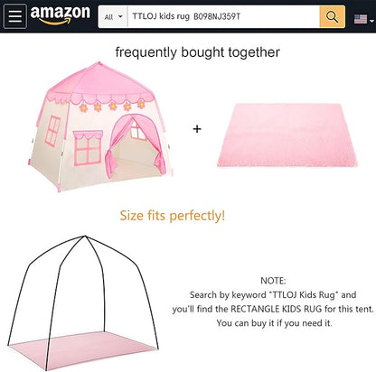 TTLOJ Kids Gift Play Tent, Princess Crown & Wand, for Girls Boys, Princess Playhouse, Pink Castle, Fairy Tale Teepee Tent, Indoor Outdoor, Birthday (Ball Lights NOT Included
