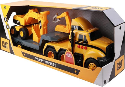 CAT Construction Toys, Heavy Mover, Semi Truck and Trailer with Construction Fleet Excavator, Lights and Sounds, Ages 3 and up