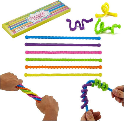 Fidget Toys Sensory Stick, Textured Stretchy Sensory Fidget Toys, Durable and Bendable Stress Relief Sensory Toys (6pack)
