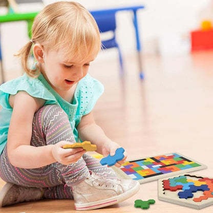 Wooden Puzzle Hexagon Puzzles for Toddlers Tangram Jigsaw Puzzle, Montessori Educational Gift for Kids & Adults