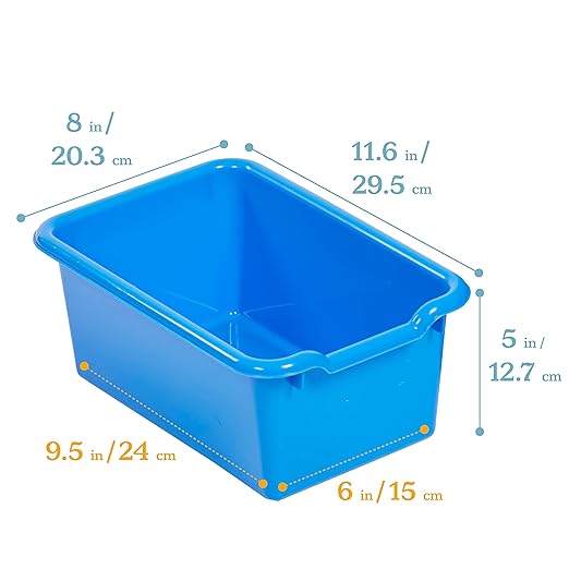 ECR4Kids 12 Cubby Mobile Tray Cabinet with 15 Scoop Front Storage Bins, 3x4, Natural, Classroom Furniture, Assorted