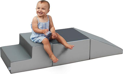 Factory Direct Partners 11618-GYLG SoftScape Toddler Playtime Climber, Indoor Active Play Structure (3-Piece Set) - Gray/Light Gray