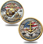 Marine Corps 250th Anniversary Challenge Coin – USMC Military Collectible with Gold Edge, Double-Sided Relief, Enamel Finish – Veteran Gift, Patriotic Souvenir (1775–2025)