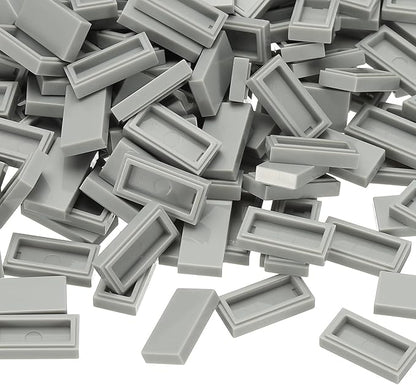 PATIKIL 370 Pcs Flat Blocks Bulk, 1x2 Square Light Gray Classic Tiles Smooth Surface Mini Building Blocks Accessories Compatible Bricks Kits for Building Floor Walls Mosaic Pixel Art