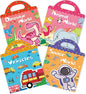 Jelly Sticker Books Reusable 4 Sets Sticker Pack Toddlers Toy 3-12 Years Baby Boy/ Girl Gift Essential, Airplane Baby Toy, Travel Essential Durable Skin-Friendly ( Animals, Dinosaurs, Space, Vehicles)
