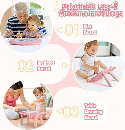 Smasiagon Toddler Toys Age 1-2 Year Old Boys Girls, Magnetic Drawing Doodle Board Pad Educational Learning Toys for 1 2 3 Year Old Boys Girls Gifts Birthday Party (Soft Pink)