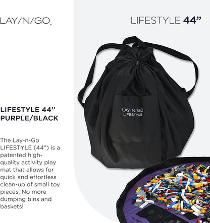 Lay-n-Go 2-in-1 Small Portable Drawstring Toys Storage Organizer and Play Mat for Room and Travel, Made for Kids and Toddlers with a Durable Patented Design