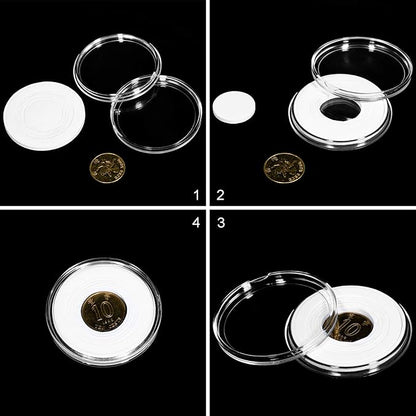 FRIMOONY 2 Pack 41mm Coin Capsules, with Foam Gasket and Plastic Storage Box, for Coin Collection