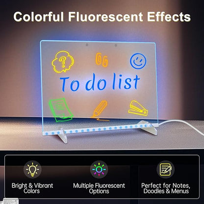 LED Note Board with 7 Colors, Includes Adapter, 13"x10" Led Drawing Board for Kids, Light Up Dry Erase Boards with 7 Markers, Soft Cloth, Hanging Chain, Holiday Trend Gift