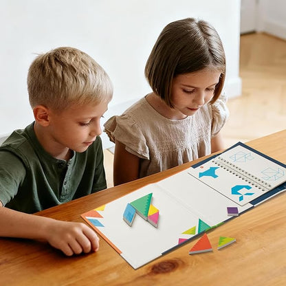Travel Games Tangrams, Magnetic Travel Games for Road Trips Kids Board Game Educational Toys Kids Game for 3+