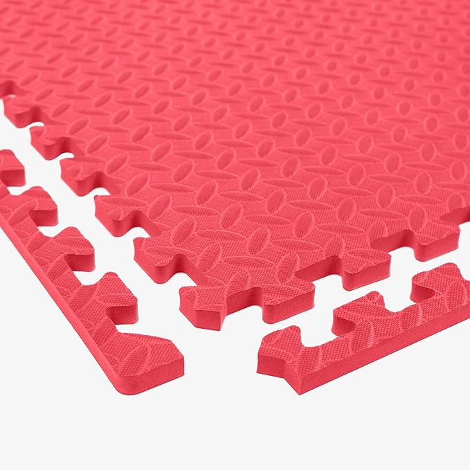 IncStores 1/2 Inch Thick Diamond Soft Foam Flooring Tiles | High-Density Interlocking Foam Tiles for Rugged Style in Your Home Gym, Playroom, and More | Red, 25 Tiles