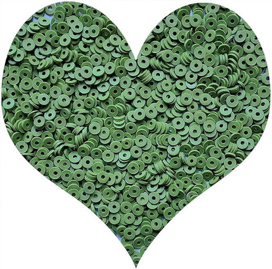 3000Pcs Clay Beads Flat Round Polymer Bead Vinyl Heishi Beads Flat Round Polymer Bead for Jewelry Making Necklace Bracelet (17-Army Green)