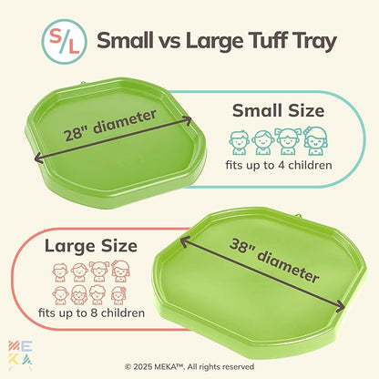 MEKA Tuff Tray for Sensory Play, Sensory Tray for Kids, Toddler Water Table, Tuff Spot Sensory Bin for Toddlers (Bright Green, Small (28" x 28"))