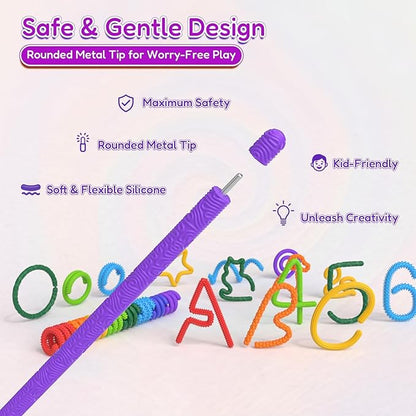 Sensory Sticks Fidget Toy for Kids Adult,8Pcs Bendable Textured Flexible Fidget Stick for Anxiety Autistic ADHD,Calm Down Travel Essentials Toys, Quiet Fidgets for Classroom Must Have