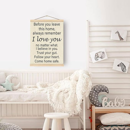 Boat Wades Inspirational Family Poster Hanger Frame For Home,Family Room Decor,Before You Leave This Home Sign Wooden Poster Hangers 12x16 Inch,Love You Bye Sign Wall Art Decor
