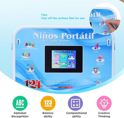 Educational and Bilingual Laptop Spanish/English, Color Screen Learning Laptop with 124 Learning Modes, Computer for Kids Ages 5+