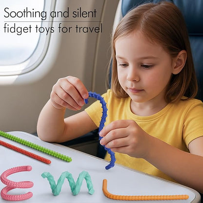 Sensory Fidget Toys for Kids Adults,12PCS Flexible Fidget Sticks for Stress Anxiety Autistic ADHD, Calm Down Travel Airplane Essentials Toys, Stuffers for Teens Kids