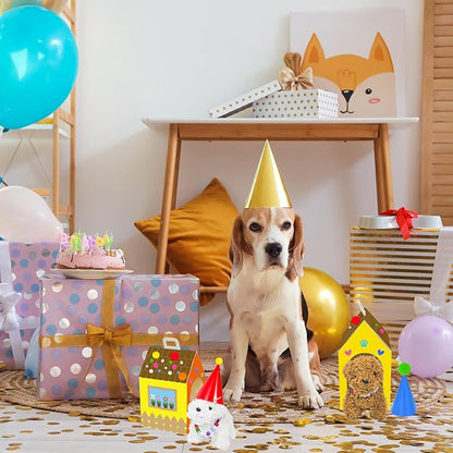 Cinrobiye 12 Sets Adopt a Puppy Party Favors DIY Dog Party Boxes Set Include 12 DIY Dog Boxes 3.93 Inch Mini Dogs Hats for Birthday Adopt A Pet Party Supplies Crafts