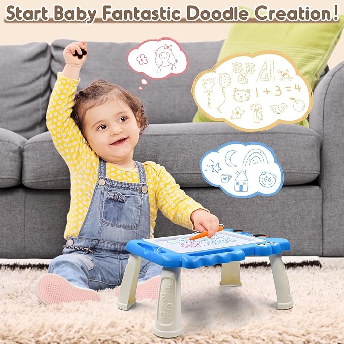 AiTuiTui Magnetic Drawing Board Toddler Toys with Legs for Girls Boys, Color Sketch Writing Scribble Doodle Pad Travel Games, Educational Learning Kids Toys for Toddlers Birthday (Blue)
