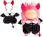 17cm Doll Clothes for Labubu Halloween - Kawaii Chic Style Set for 17cm Dolls, Cute Doll Outfit with Accessories - Black Halloween Romper with Bat + Red Little Devil Horns (Clothes Only)