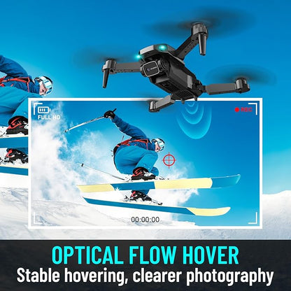 Drone with Camera for Adults Kids, 1080P HD FPV Foldable RC Quadcopter with Upgrade Altitude Hold, One-Key Take Off/Landing, Gesture Control, 90° Adjustable Lens, Headless Mode, 2 Batteries, Carrying Case, 3D Flip