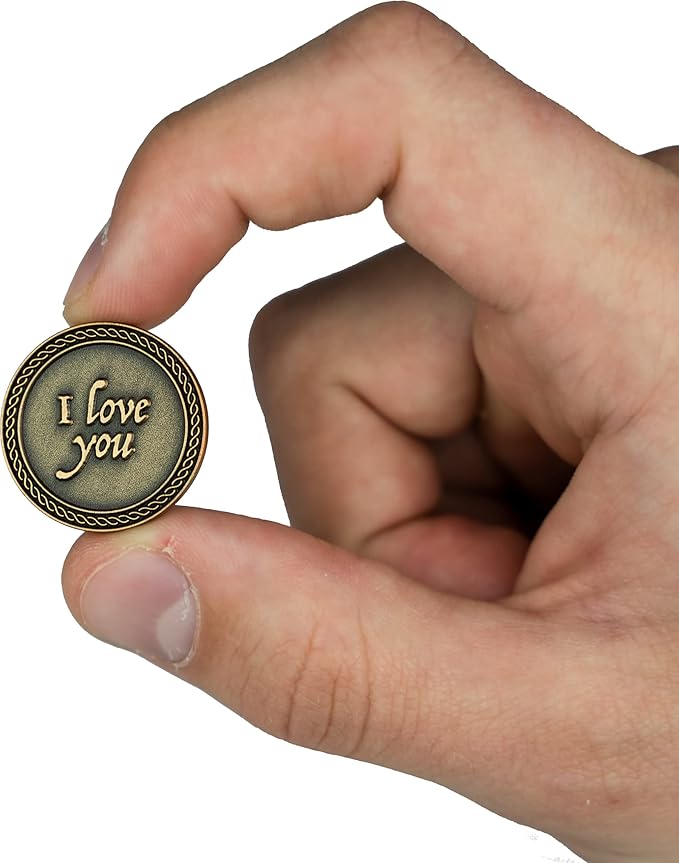 Bulk Set of 10 Romantic Love Expression Coins, I Love You, Grow Old Along with Me, The Best is Yet to Be, Anniversary Pocket Tokens for Date Night, Love Gift for Men & Women, from Him or Her