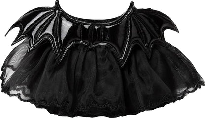 17cm Doll Clothes for Labubu Halloween - Kawaii Chic Style Set for 17cm Dolls, Cute Doll Outfit with Accessories - Black Halloween Dress with Bat + Black Corss Bow (Clothes Only)