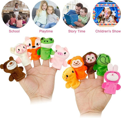 Sealive 10-PCS Finger Puppets for Toddlers Story Time - Soft Velvet Forest Animals Puppet Toys - Perfect for Role Playing, Classroom Learning, Party Favors, Travel, Therapy, Imagination Building