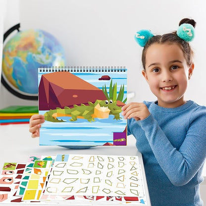 Omgouue 2PCS Dinosaur Animal Crafts Airplane Activities for Kids Ages 4-8 Sticker Paint Books Gift Party The Go Travel Trip Must Have Toys Activity Create 20 Pictures Sticker Sheets are Separate