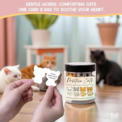 Positive Cats Jar – 60 Affirmation Cards for Anxiety & Self Care, Cute Cat Gifts for Women, Teens & Men, Mental Health & Stress Relief Support Gifts, Cats Themed Gift