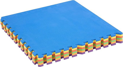 FlooringInc's Rainbow & Natural Harmony Playmat - Kid Safe Foam Floor Tiles with Removable Edges - 2'x2', 1/2" Thick (Rainbow, 6 Tile Pack)