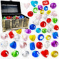 HappyFiller 82 pcs of Faux Acrylic Diamond,5 Sizes × 8 Colors Gems Treasure Gemstone Set Include Pirate Treasure Box Collection,Pool Scavenger Hunt Diving Jewels,Tabletop Decor,Party Favors
