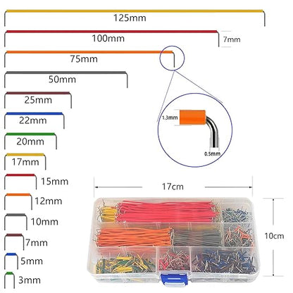 840 Pcs Breadboard Jumper Wires Kit, 14 Lengths Solderless Flexible Connecting Cables, Pre-Stripped & Pre-Formed Right Angles, for Arduino, DIY Electronic Projects, PCB Circuit Boards