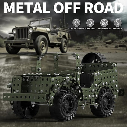 Locomoto Metal Model Car Kits - 392 Pcs Erector Set Toys for Ages 6-13, STEM Projects for Kids Ages 8-12 14 and Up, Assembly Educational Building Toys, Birthday Gifts for Elder Boys Girls and Adults