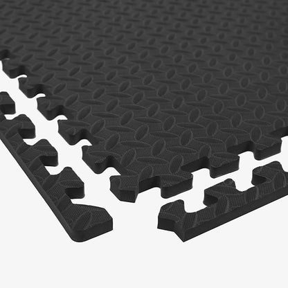 IncStores 1/2 Inch Thick Diamond Soft Foam Flooring Tiles | High-Density Interlocking Foam Tiles for Rugged Style in Your Home Gym, Playroom, and More | Black, 64 Tiles