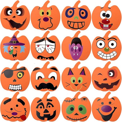 16 Kits Foam Pumpkin Craft Kits With Stickers for Kids Crafts Halloween Decoration