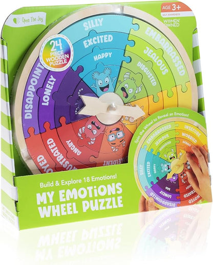Open The Joy - My Emotions Wheel: Emotional Intelligence, Mindfulness, and Learning Toy for Kids Ages 3 and Up